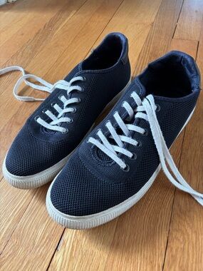 Lauren Ralph Lauren Navy Blue Mesh Sneakers with White Soles